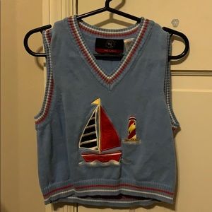 Toddler boys sailboat / lighthouse appliqué vest
